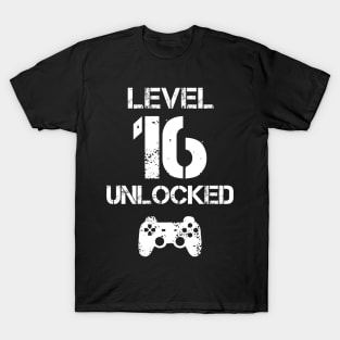 Level 16 Unlocked T-Shirt - 16th Birthday Gift T-Shirt